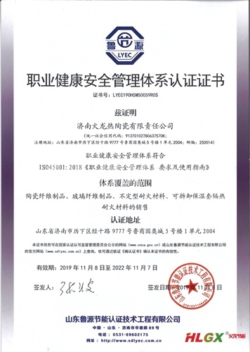 火龍節能職業健康安全管理體系證書2019